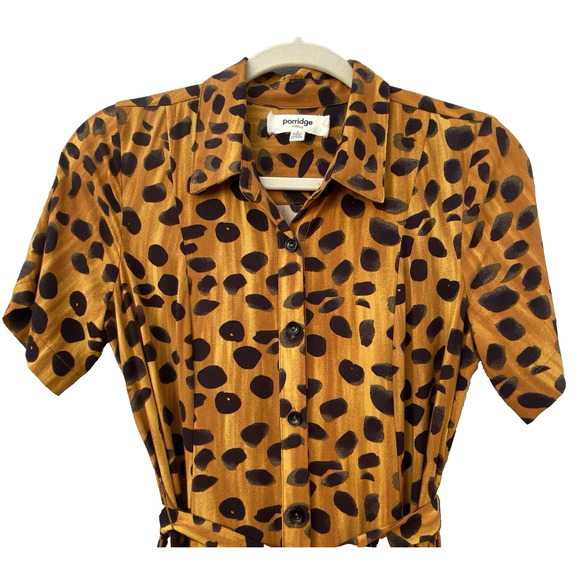 ANTHROPOLOGIE Porridge Vianne Maxi Shirt Dress Cheetah Animal Print Size 2 - Picture 3 of 16